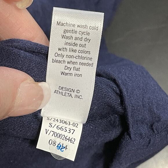 Athleta SOLSTICE Draped Cowl Dress Size Small Navy Blue Soft Modal Wool NEW - Picture 11 of 12